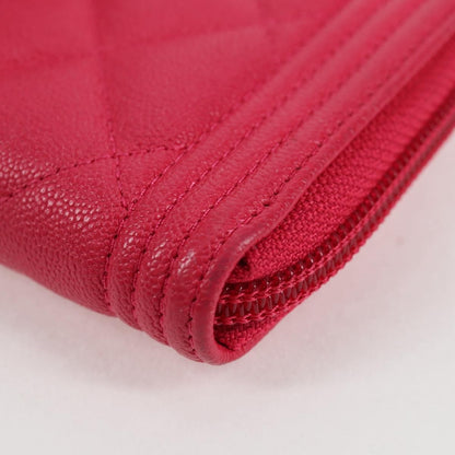 Chanel Compact Boy Wallet Caviar, PINK, LEATHER, Wallets