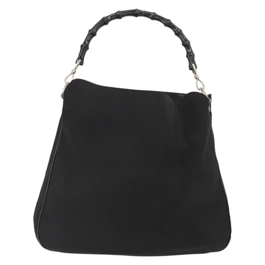 Gucci Vintage Bamboo Handle Open Hobo Nylon, BLACK, NYLON, Tote bag