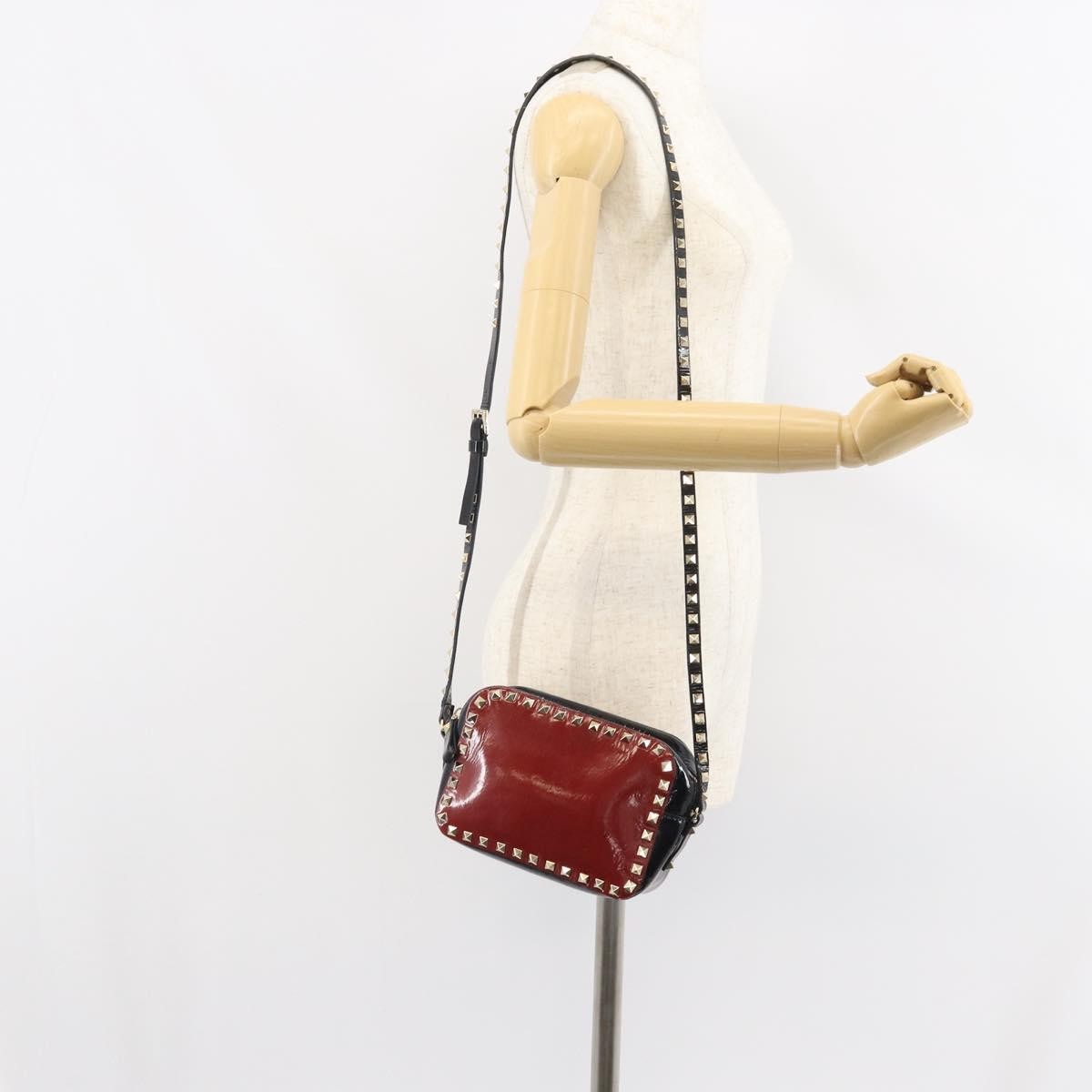 Valentino Garavani Rockstud Chain Camera Crossbody Bag Patent leather, RED, PATENT_LEATHER, Clutche & pouche