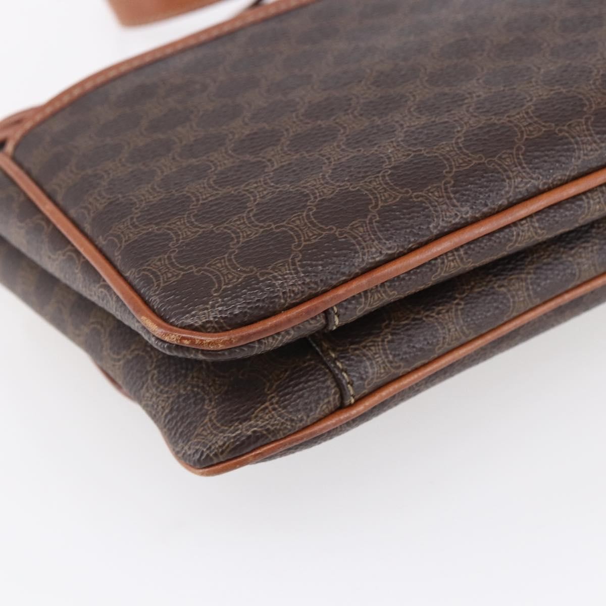 Celine Vintage Macadam Shoulder Bag Canvas and Leather, BROWN, CANVAS, Shoulder bag