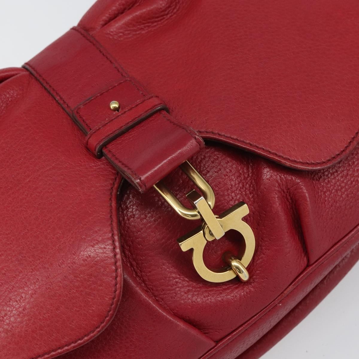 Salvatore Ferragamo Gancini Shoulder Bag Leather, RED, LEATHER, Shoulder bag