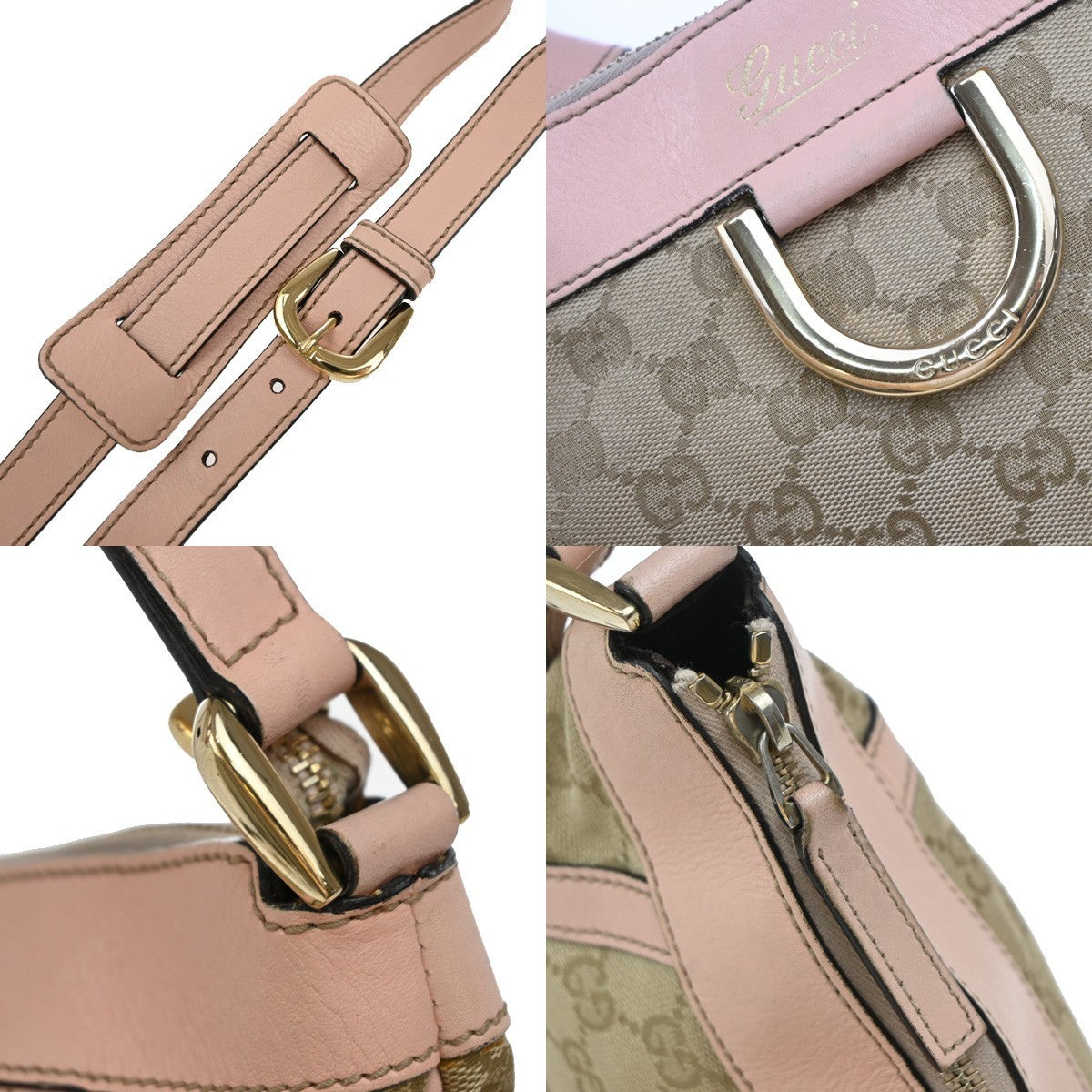 Gucci D-Ring Shoulder Bag (Outlet) GG Canvas, Brown, Canvas, Shoulder Bag