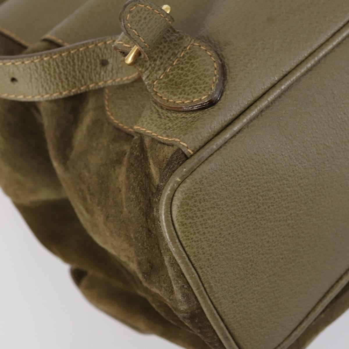 Gucci Vintage Bamboo Backpack Suede, KHAKI, SUEDE, Backpack