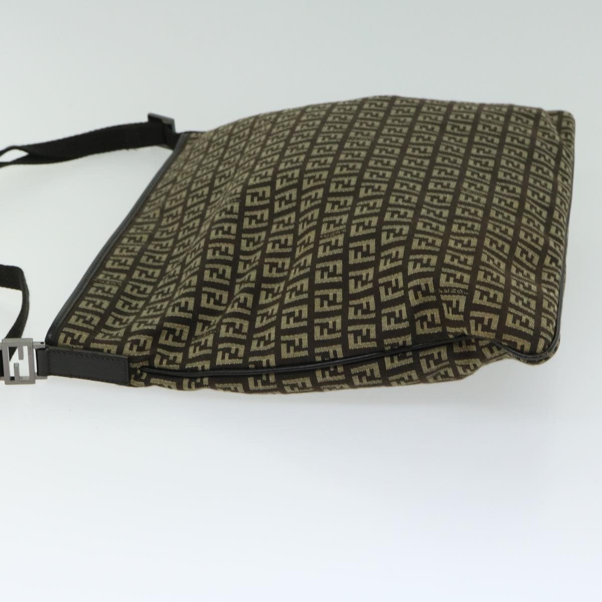 Fendi Vintage Zip Messenger Bag Zucca Canvas, BROWN, CANVAS, Shoulder bag