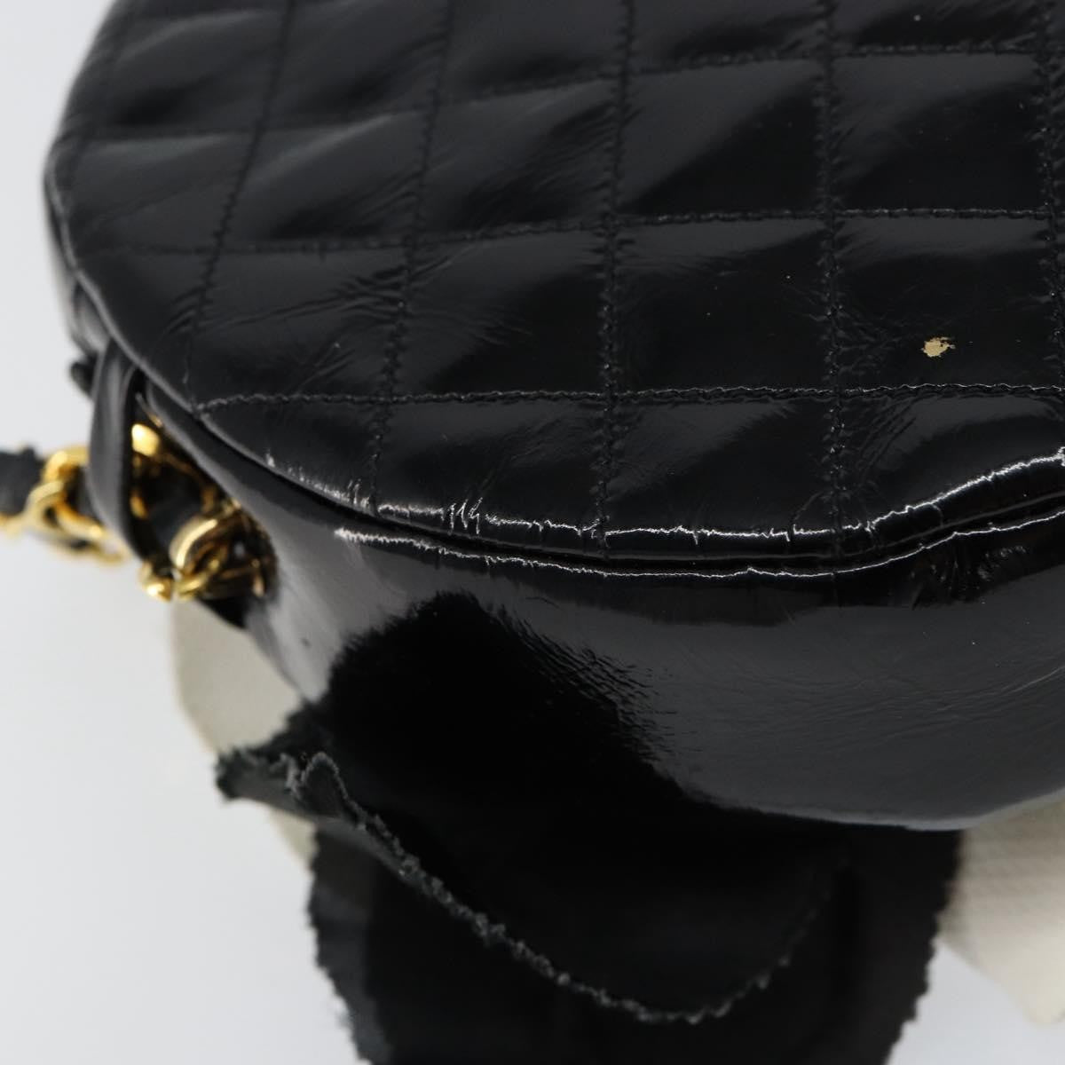 Chanel Vintage Camellia Round Evening Bag Lambskin and Satin, BLACK, PATENT_LEATHER, Clutche & pouche