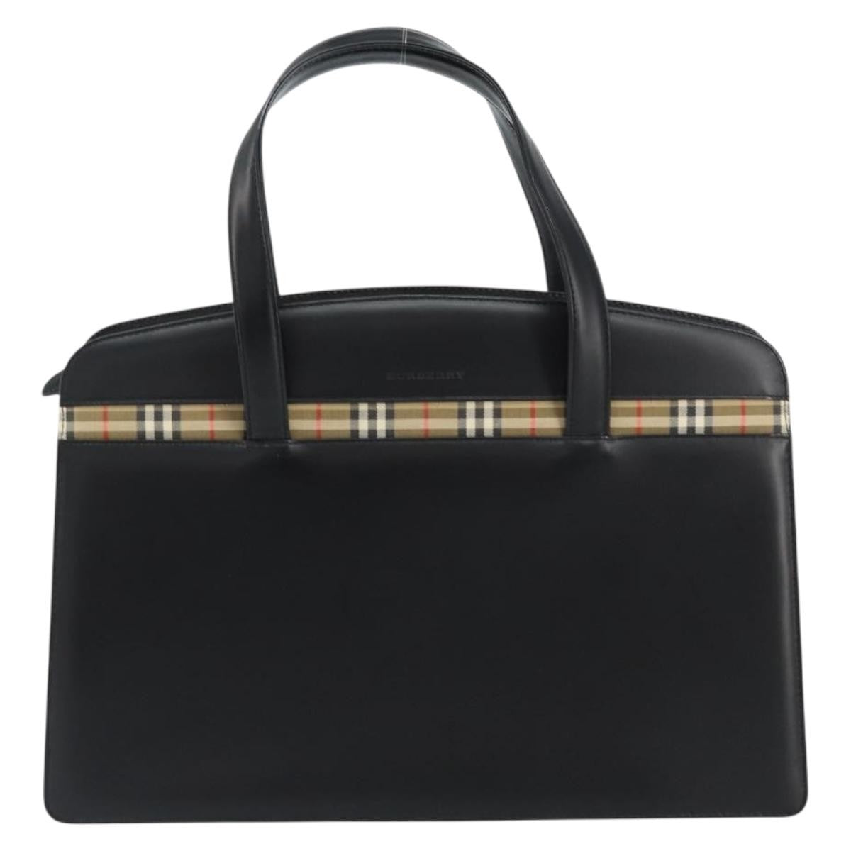 Burberry Vintage Handbag Leather, BLACK, LEATHER, Handbag