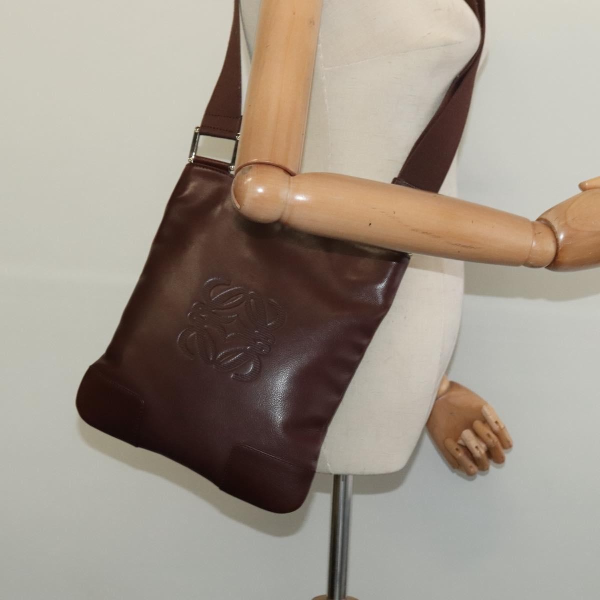 Loewe Anagram Shoulder Bag Leather, BROWN, LEATHER, Shoulder bag