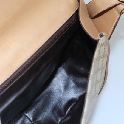 Celine Vintage Macadam Shoulder Bag Canvas and Leather, BEIGE, CANVAS, Shoulder bag