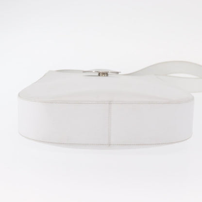 Salvatore Ferragamo Gancini Shoulder Bag Leather, WHITE, LEATHER, Shoulder bag