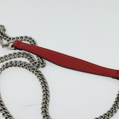 Gucci Chain Crossbody Bag Arabesque GG Coated Canvas with Leather, RED, LEATHER, Shoulder bag