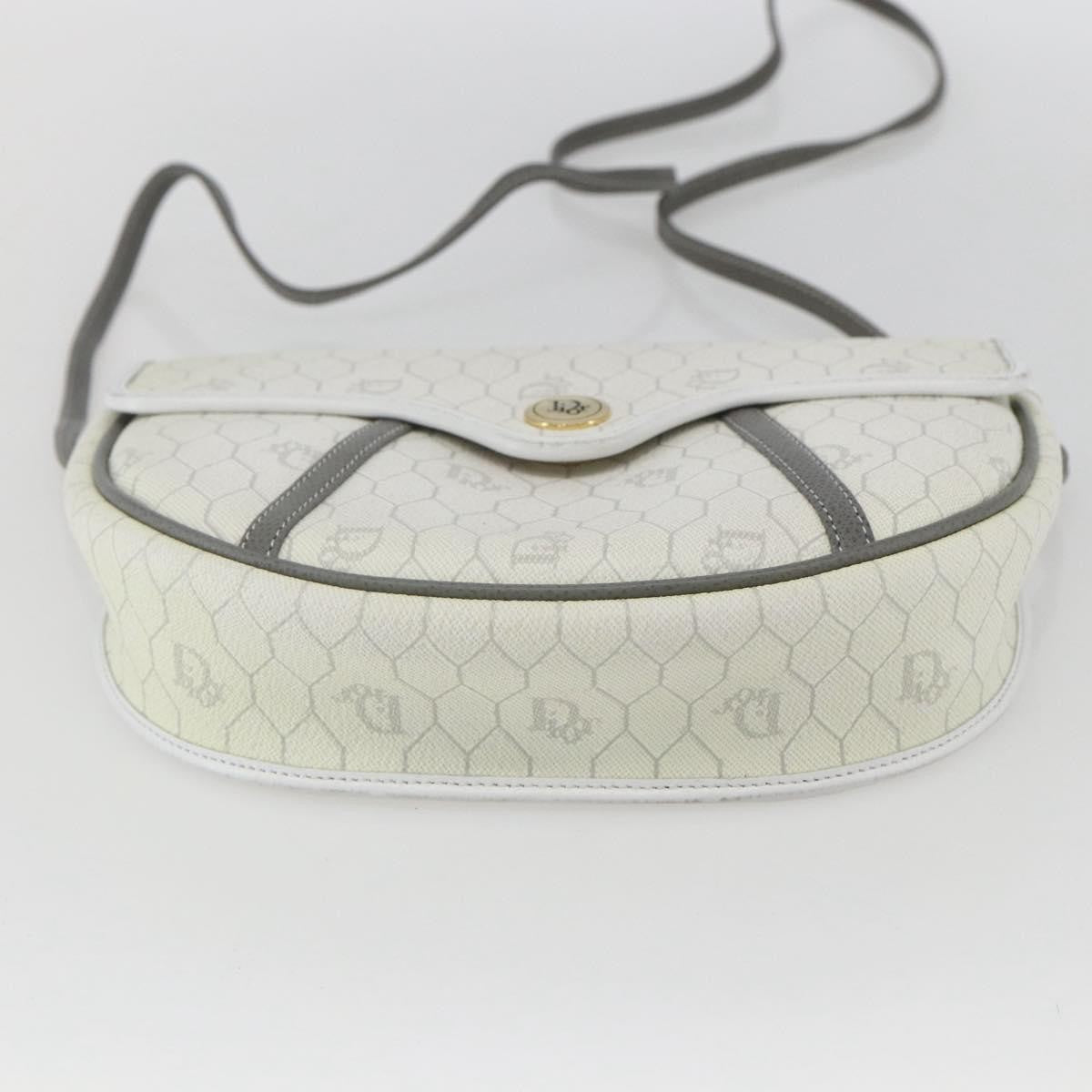 Christian Dior Vintage Honeycomb Flap Crossbody Bag Coated Canvas, WHITE, CANVAS, Shoulder bag