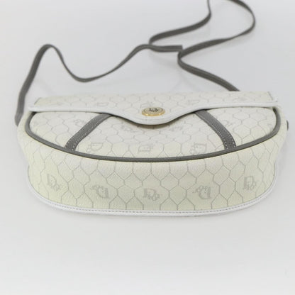 Christian Dior Vintage Honeycomb Flap Crossbody Bag Coated Canvas, WHITE, CANVAS, Shoulder bag
