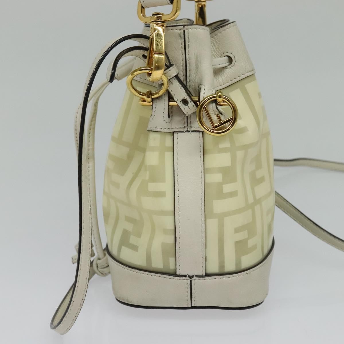 Fendi FF Logo Mon Tresor Bucket Bag Canvas, WHITE, CANVAS, Shoulder bag