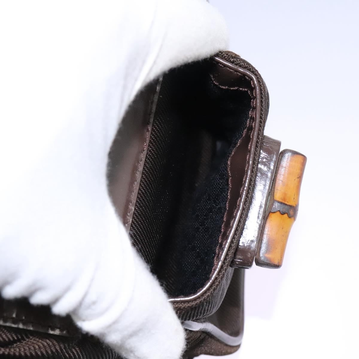 Gucci Vintage Bamboo Backpack Nylon and Patent Leather, BROWN, NYLON, Backpack