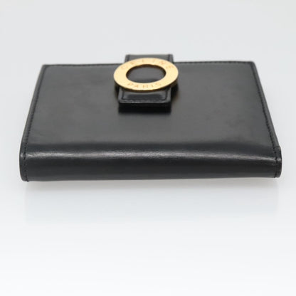 Celine Circle Logo Compact Wallet Leather, BLACK, LEATHER, Wallets