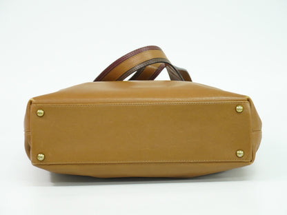 Chanel Vintage CC Tote Leather, BROWN, LEATHER, Tote bag