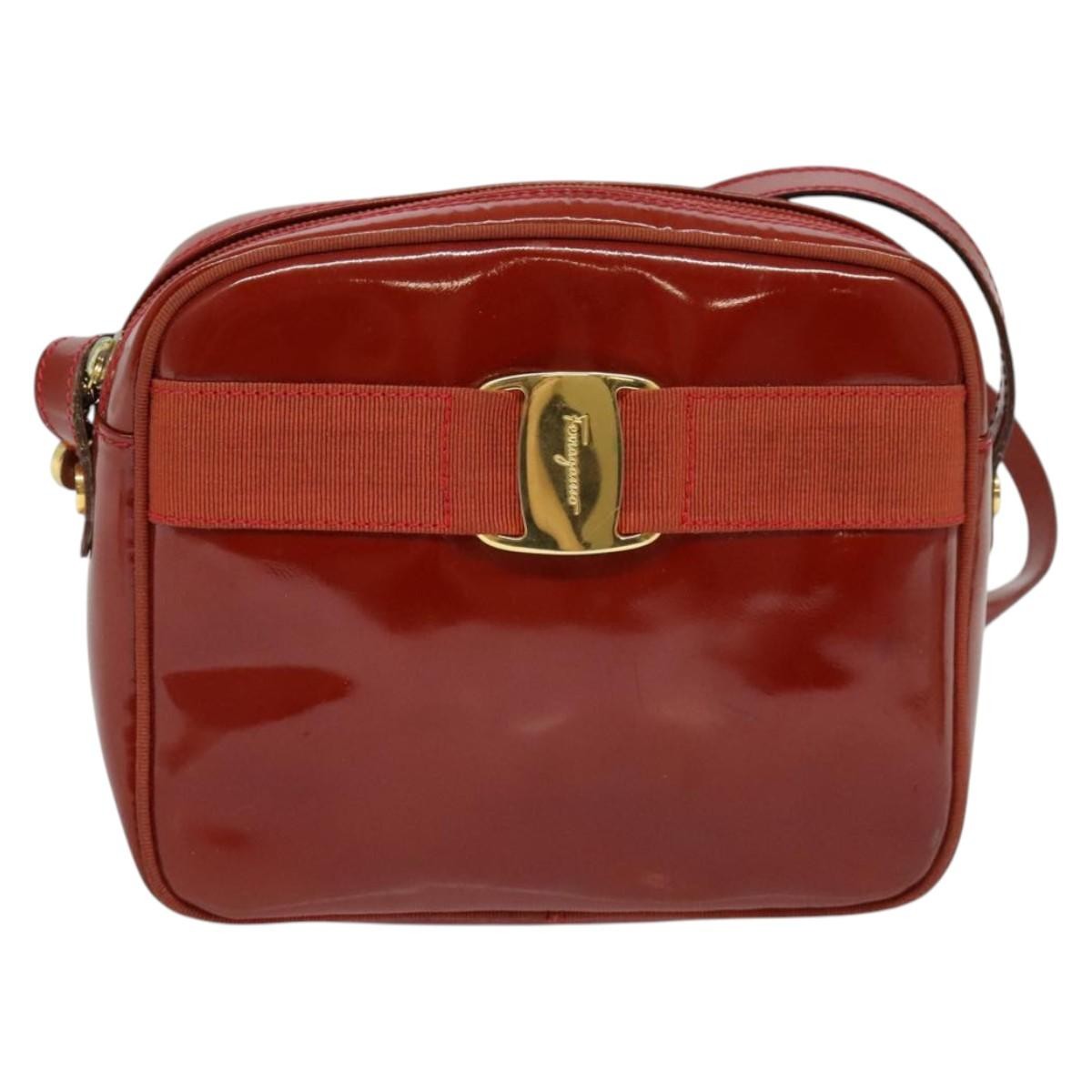 Salvatore Ferragamo Vala Shoulder Bag Patent Leather, RED, PATENT_LEATHER, Shoulder bag