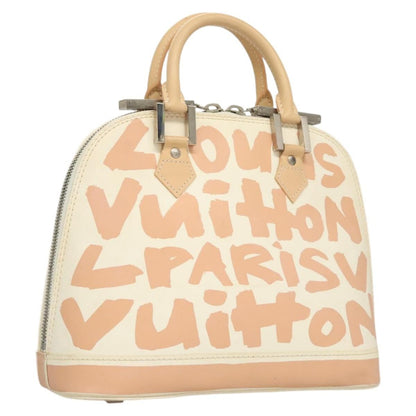 Louis Vuitton Alma Handbag Limited Edition Graffiti Leather, WHITE, CANVAS, Handbag