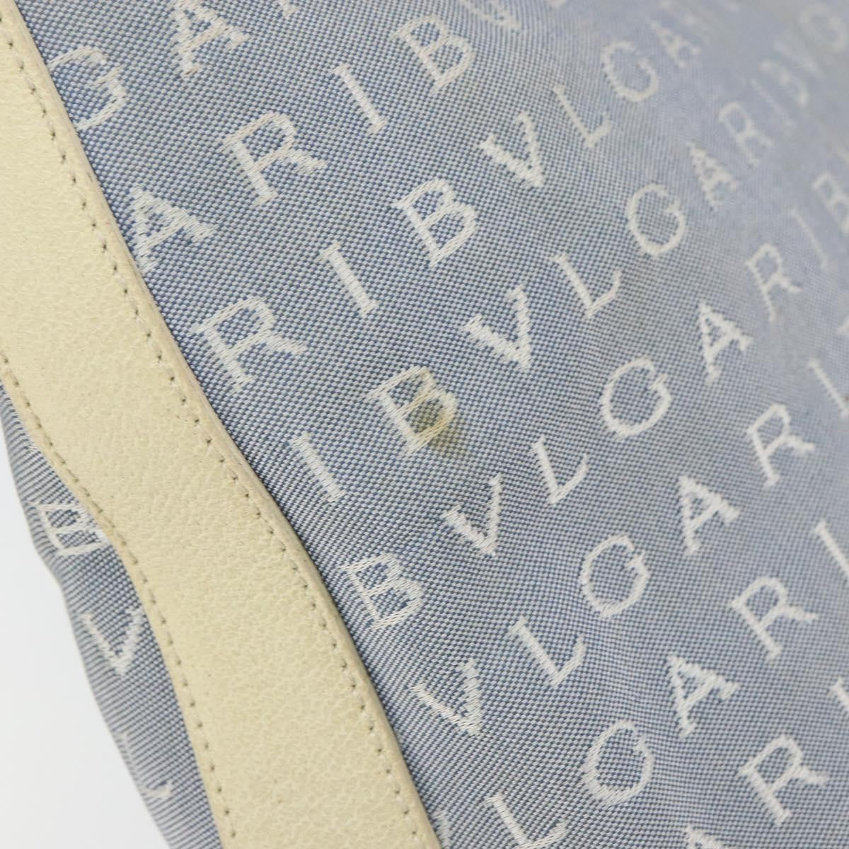 Bvlgari Logomania Shoulder Bag Canvas with Leather, BLUE, CANVAS, Shoulder bag