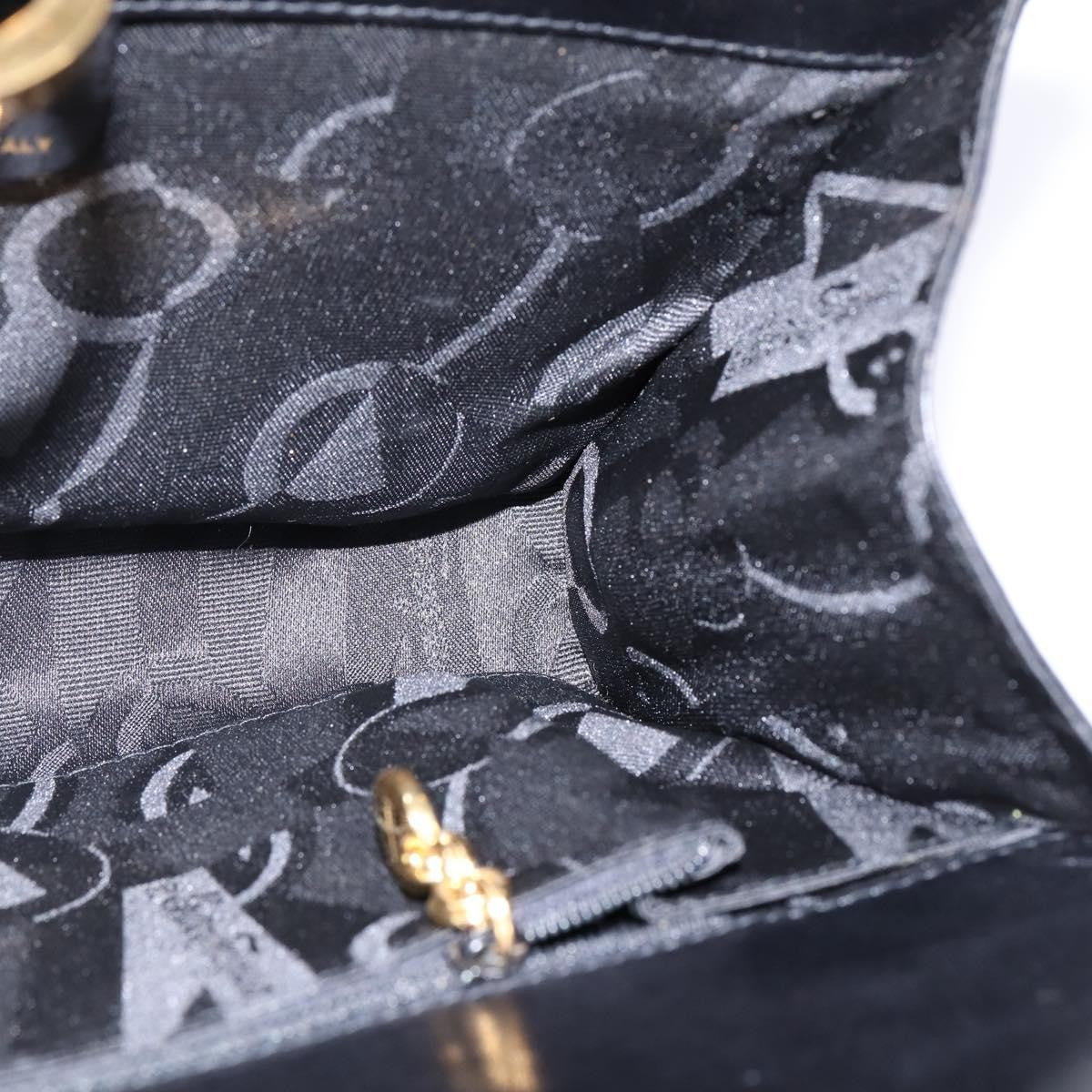 Salvatore Ferragamo Vintage Gancini Chain Shoulder Bag Leather, BLACK, LEATHER, Shoulder bag