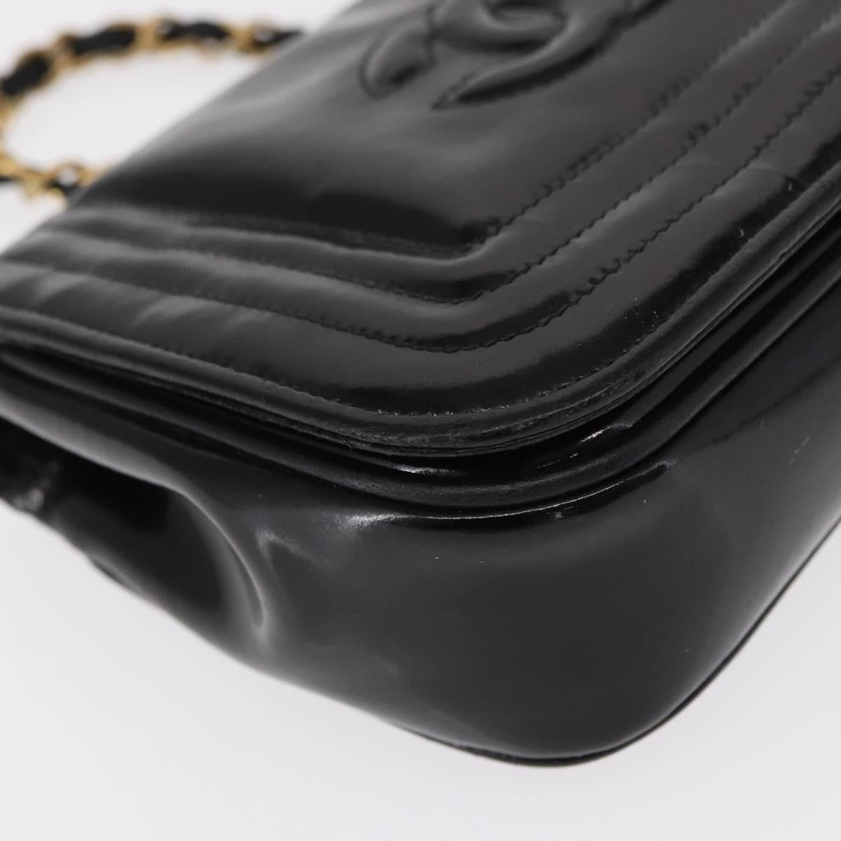 Chanel Vintage CC Stitch Flap Bag Patent, BLACK, PATENT_LEATHER, Shoulder bag