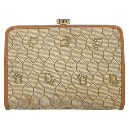 Christian Dior Vintage Honeycomb Zip Pouch Coated Canvas, BEIGE, PVC, Clutche & pouche