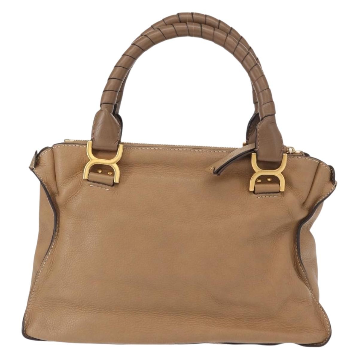 Chloe Marcie Satchel Leather, BEIGE, LEATHER, Handbag