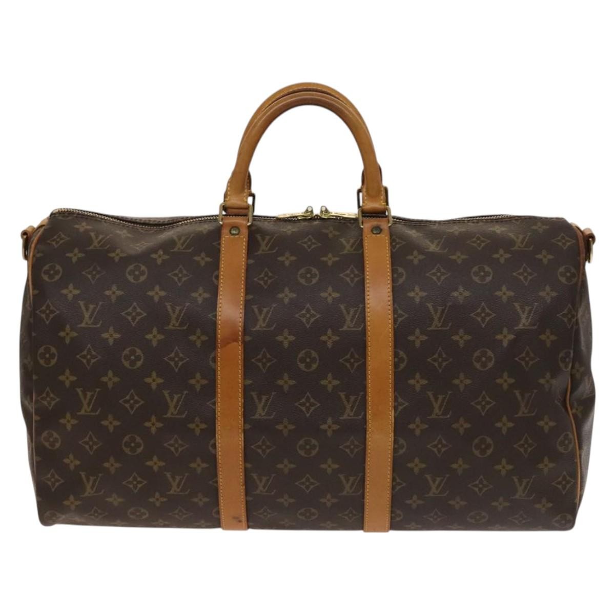 Louis Vuitton Keepall Bandouliere Bag Monogram Canvas, BROWN, CANVAS, Travel bag