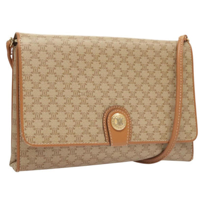 Celine Vintage Macadam Shoulder Bag Canvas, BEIGE, CANVAS, Shoulder bag