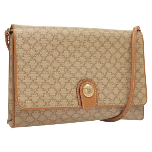 Celine Vintage Macadam Shoulder Bag Canvas, BEIGE, CANVAS, Shoulder bag