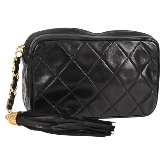 Chanel Vintage Diamond CC Camera Bag Quilted Lambskin, Black, Leather, Clutch