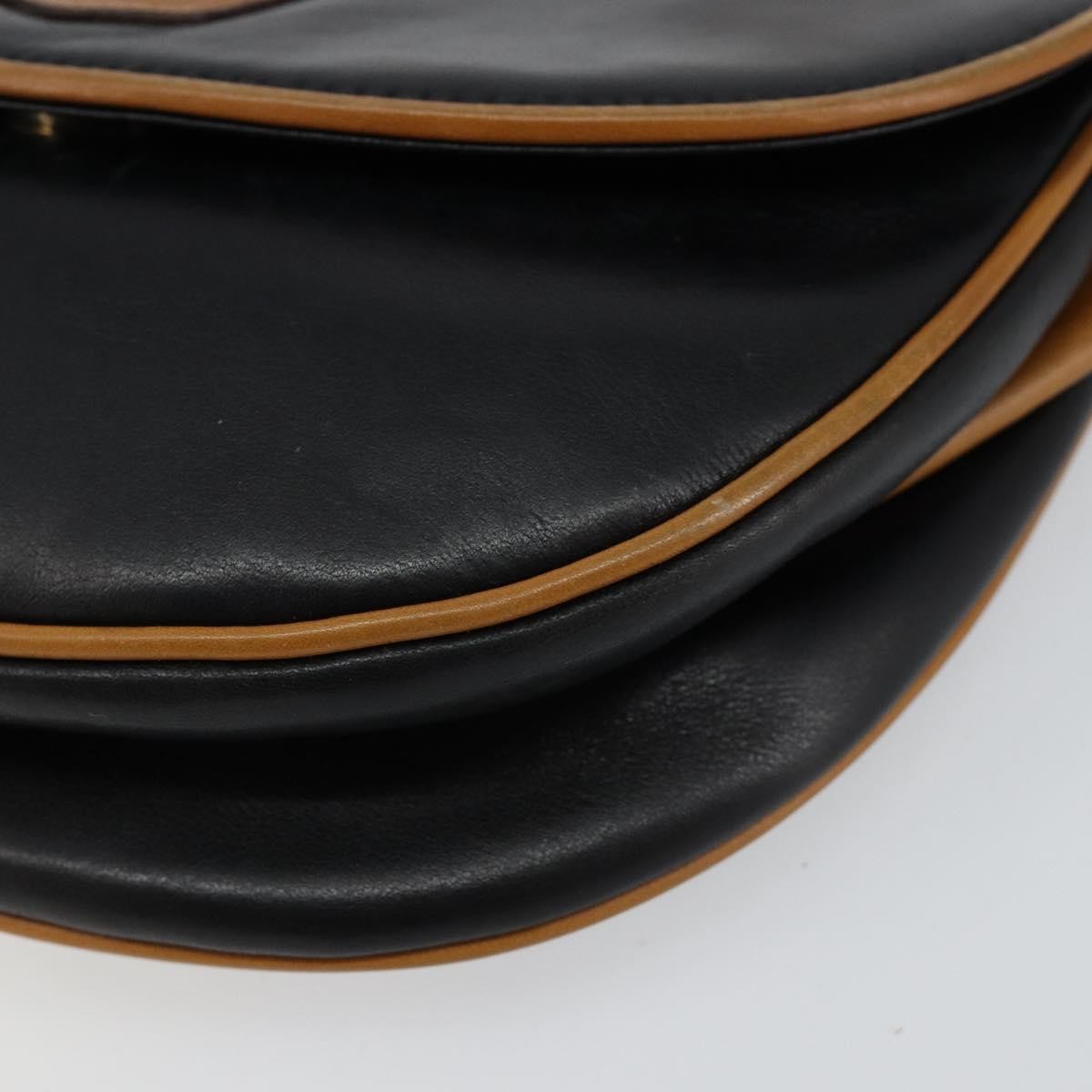 Celine Vintage Flap Shoulder Bag Leather, NAVY, LEATHER, Shoulder bag