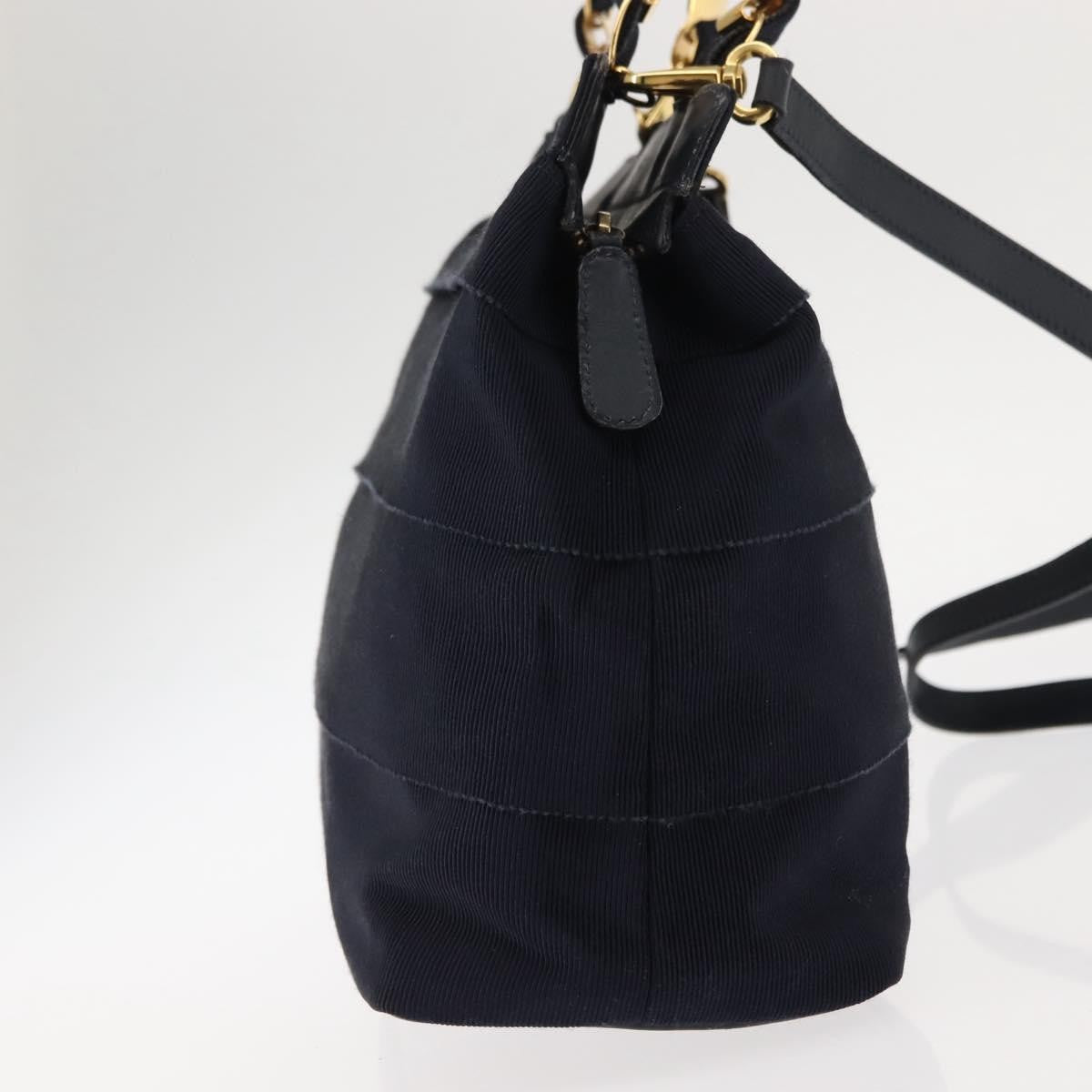 Salvatore Ferragamo Vala Handbag Canvas, NAVY, CANVAS, Handbag