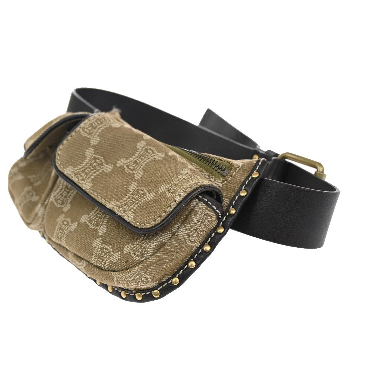 Celine Bum Bag Canvas with Leather, BROWN, CANVAS, Clutche & pouche