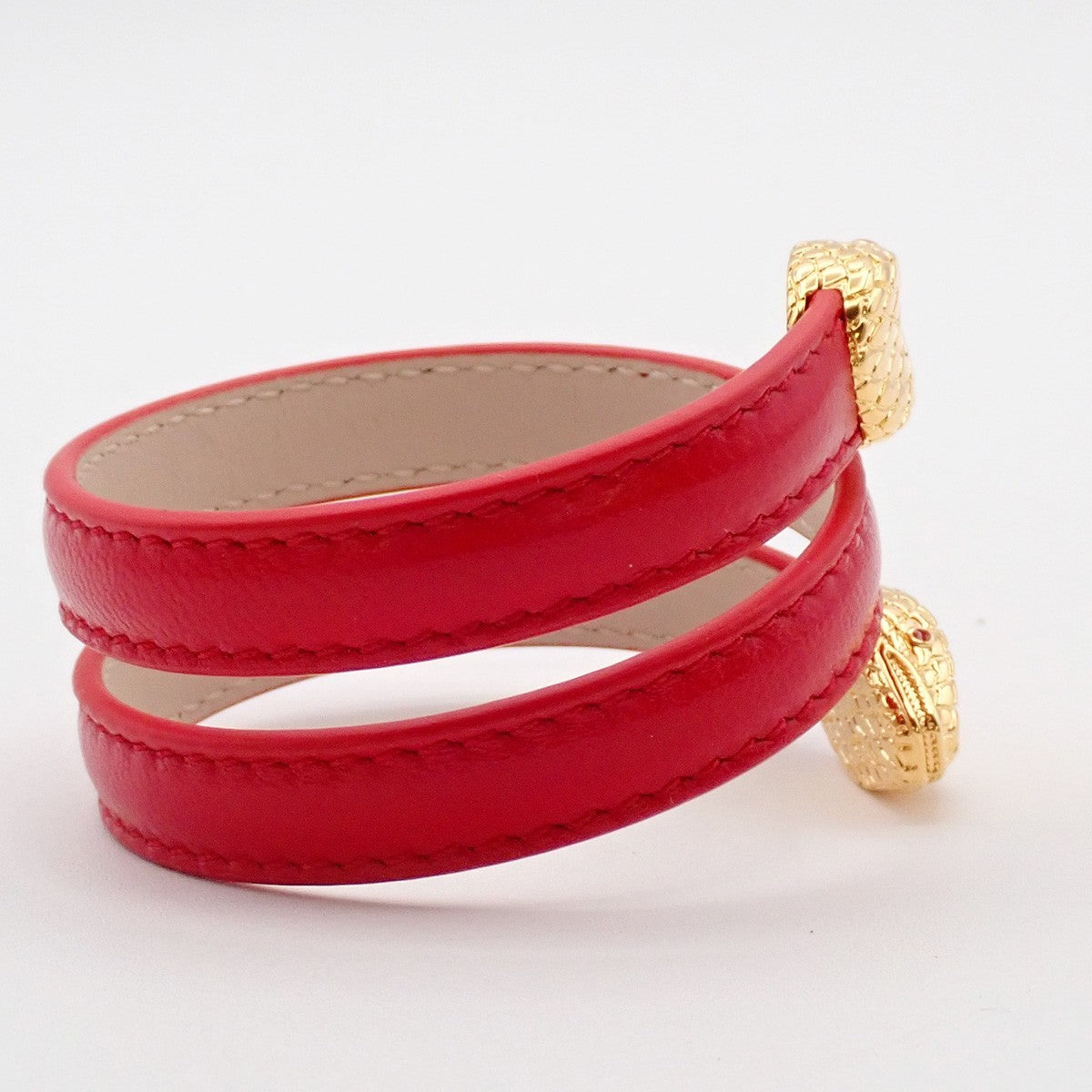 Bvlgari Serpenti Forever Double Wrap Bracelet Leather, RED, LEATHER, Bracelet