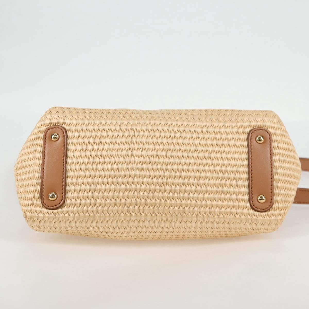 Salvatore Ferragamo Sofia Satchel Raffia with Leather, BEIGE, WOOD, Handbag