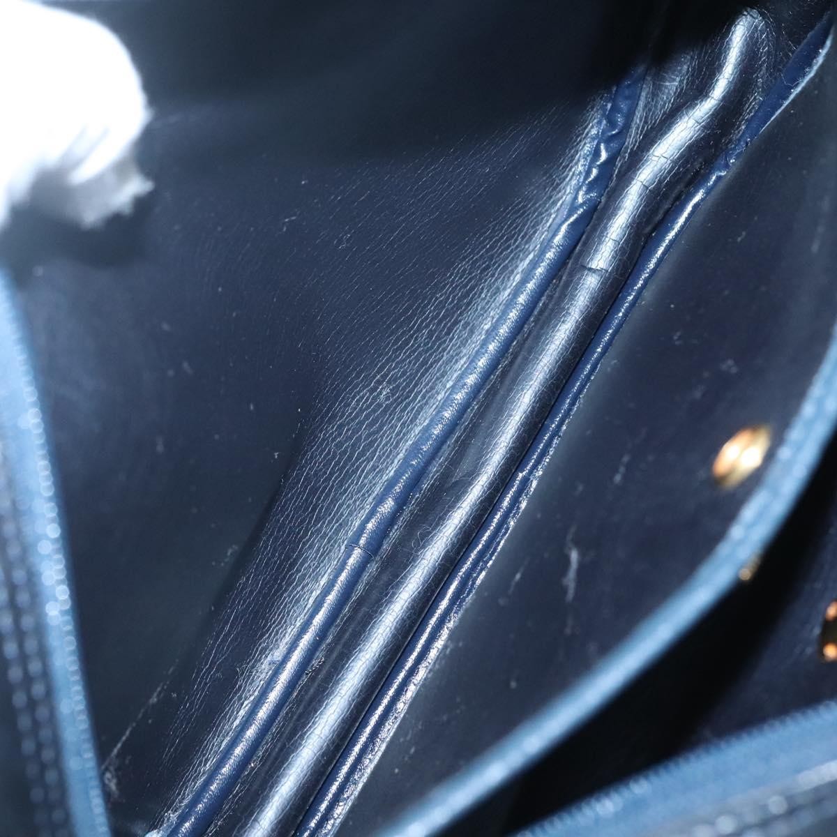 Christian Dior Vintage Flap Crossbody Bag Leather, NAVY, LEATHER, Shoulder bag