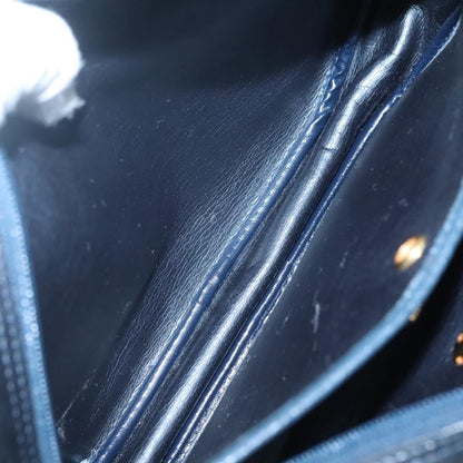 Christian Dior Vintage Flap Crossbody Bag Leather, NAVY, LEATHER, Shoulder bag