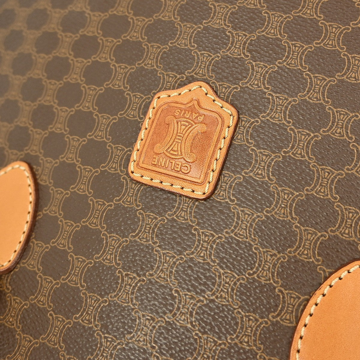 Celine Vintage Macadam Handbag Canvas, BROWN, CANVAS, Handbag