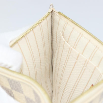 Louis Vuitton Neverfull Pochette Damier, WHITE, CANVAS, Clutche & pouche