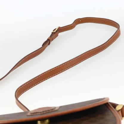 Celine Vintage Macadam Shoulder Bag Canvas and Leather, Brown, Canvas, Shoulder Bag