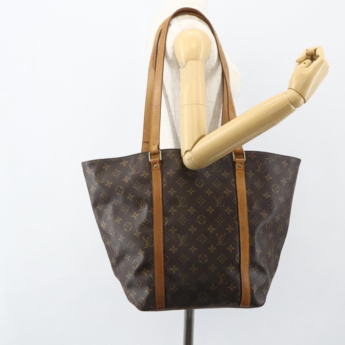 Louis Vuitton Shopping Sac Handbag Monogram Canvas, BROWN, CANVAS, Tote bag
