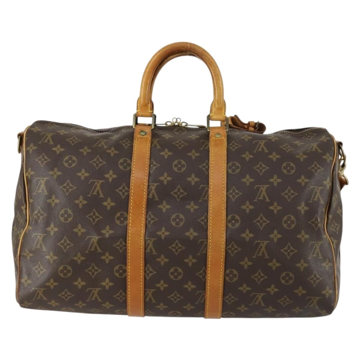Louis Vuitton Keepall Bandouliere Bag Monogram Canvas, BROWN, CANVAS, Travel bag