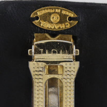 Chanel Coco mark barette Gold plated, BLACK, SUEDE, Head accessory