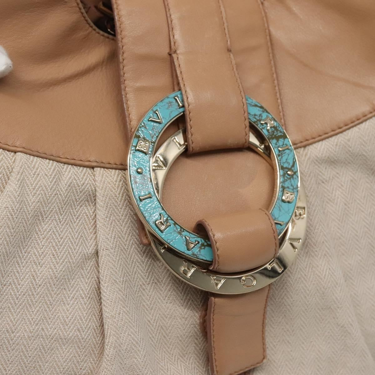 Bvlgari Chandra Hobo Canvas and Leather, BEIGE, CANVAS, Shoulder bag