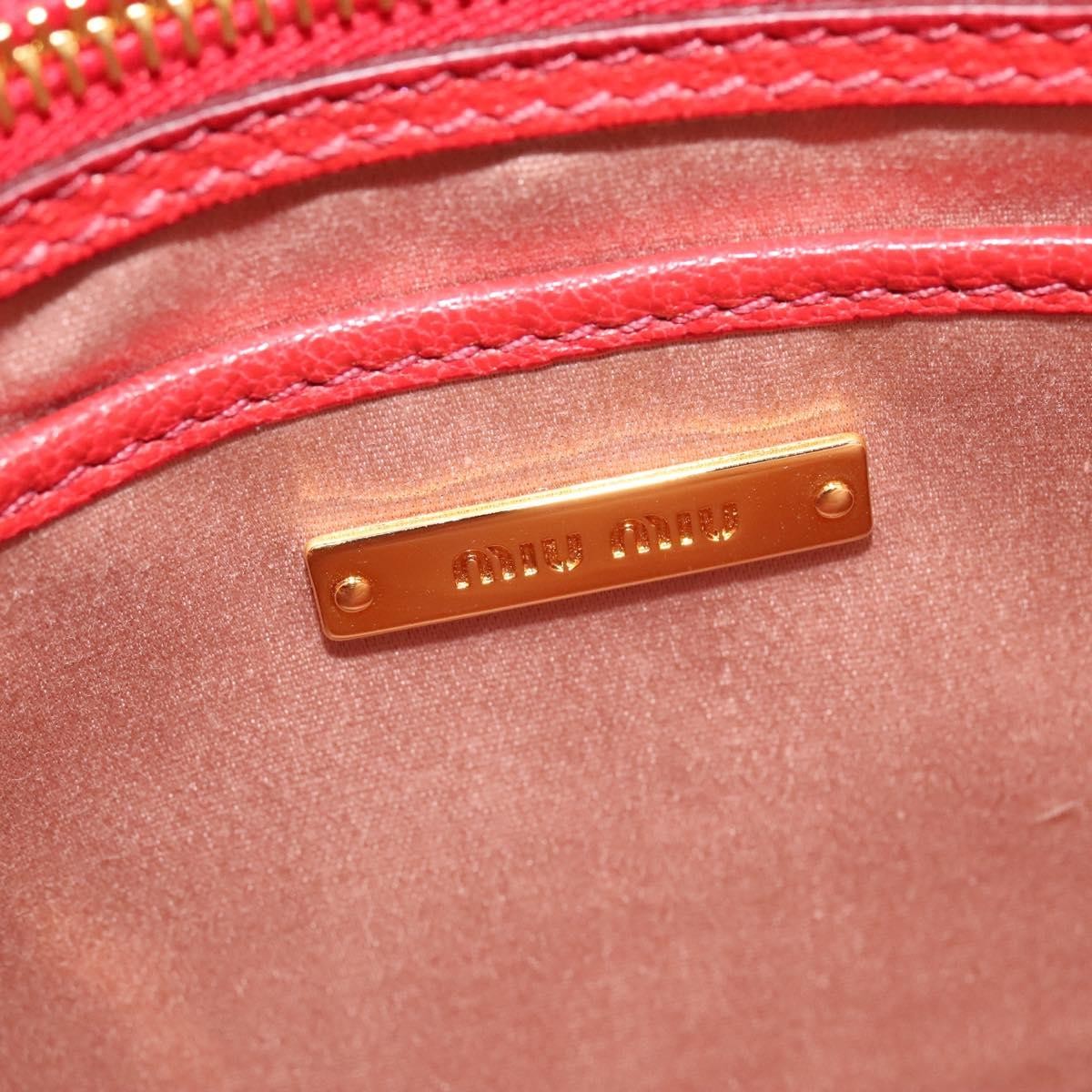 Miu Miu Madras Convertible Lock Tote Leather, RED, LEATHER, Handbag