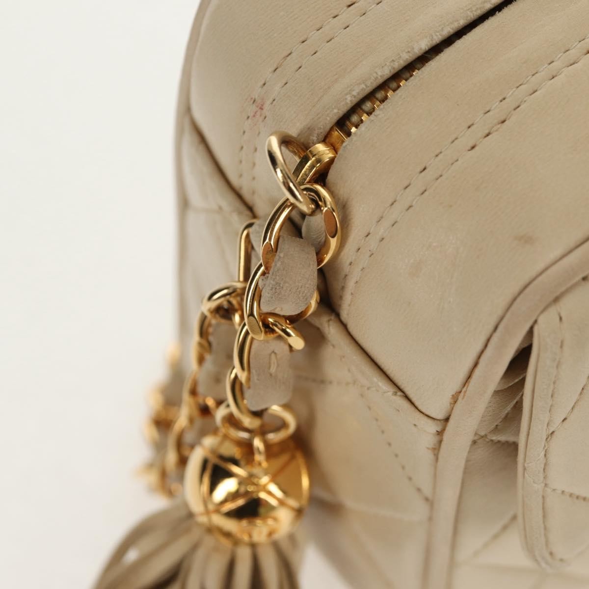 Chanel Chain Flap Shoulder Bag Quilted Lambskin, BEIGE, LEATHER, Shoulder bag