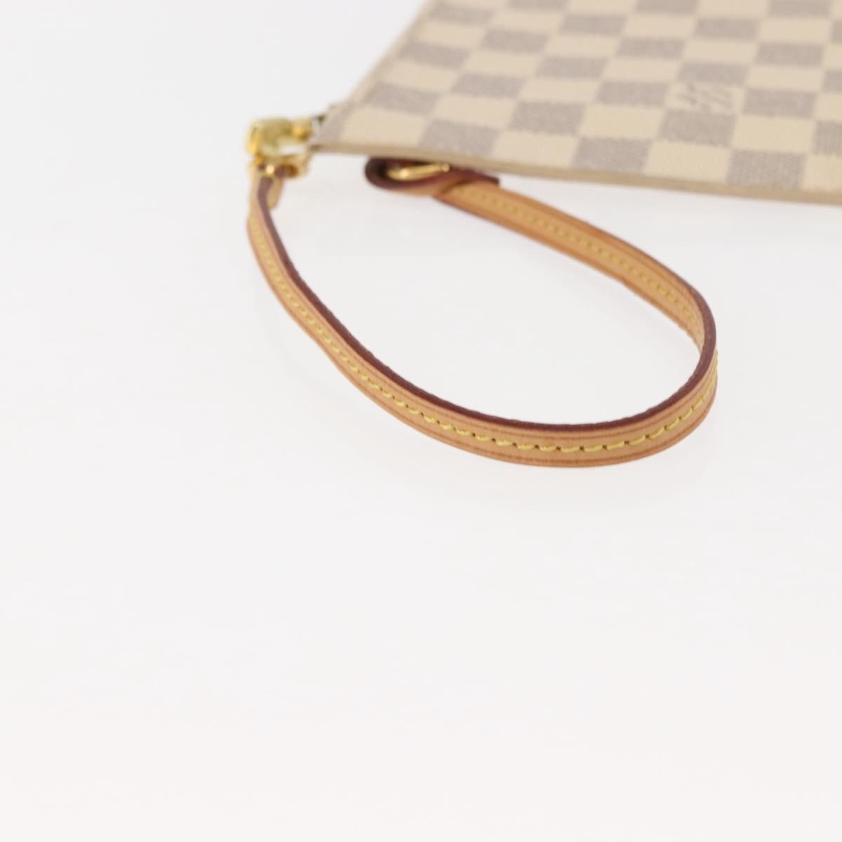 Louis Vuitton Neverfull Pochette Damier, WHITE, CANVAS, Clutche & pouche