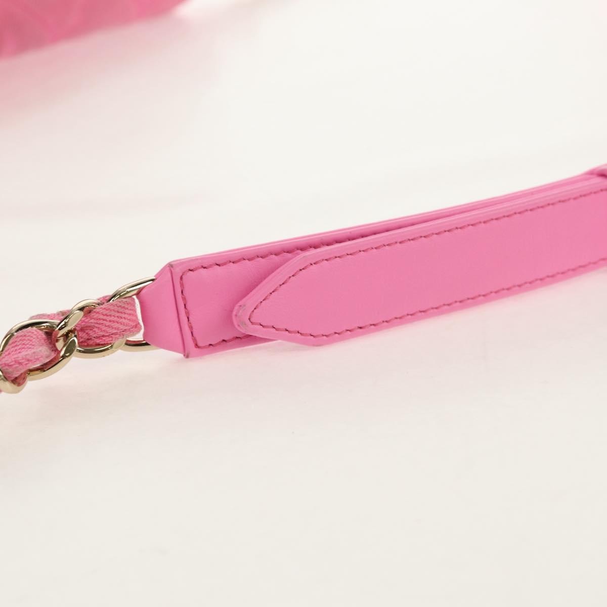 Chanel Flap Messenger Bag Quilted Denim, PINK, CANVAS, Shoulder bag