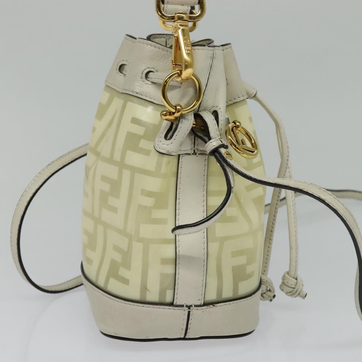 Fendi FF Logo Mon Tresor Bucket Bag Canvas, WHITE, CANVAS, Shoulder bag